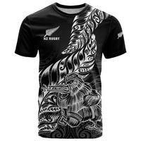 New Zealand Silver Fern Rugby T Shirt Aotearoa Kiwi Maori Black Version - Wonder Print Shop