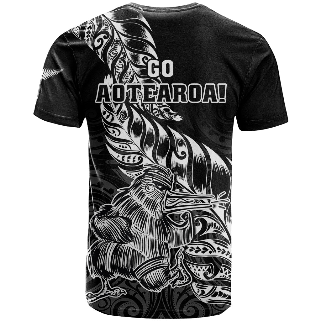 New Zealand Silver Fern Rugby T Shirt Aotearoa Kiwi Maori Black Version - Wonder Print Shop