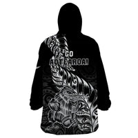 New Zealand Silver Fern Rugby Wearable Blanket Hoodie Aotearoa Kiwi Maori Black Version - Wonder Print Shop