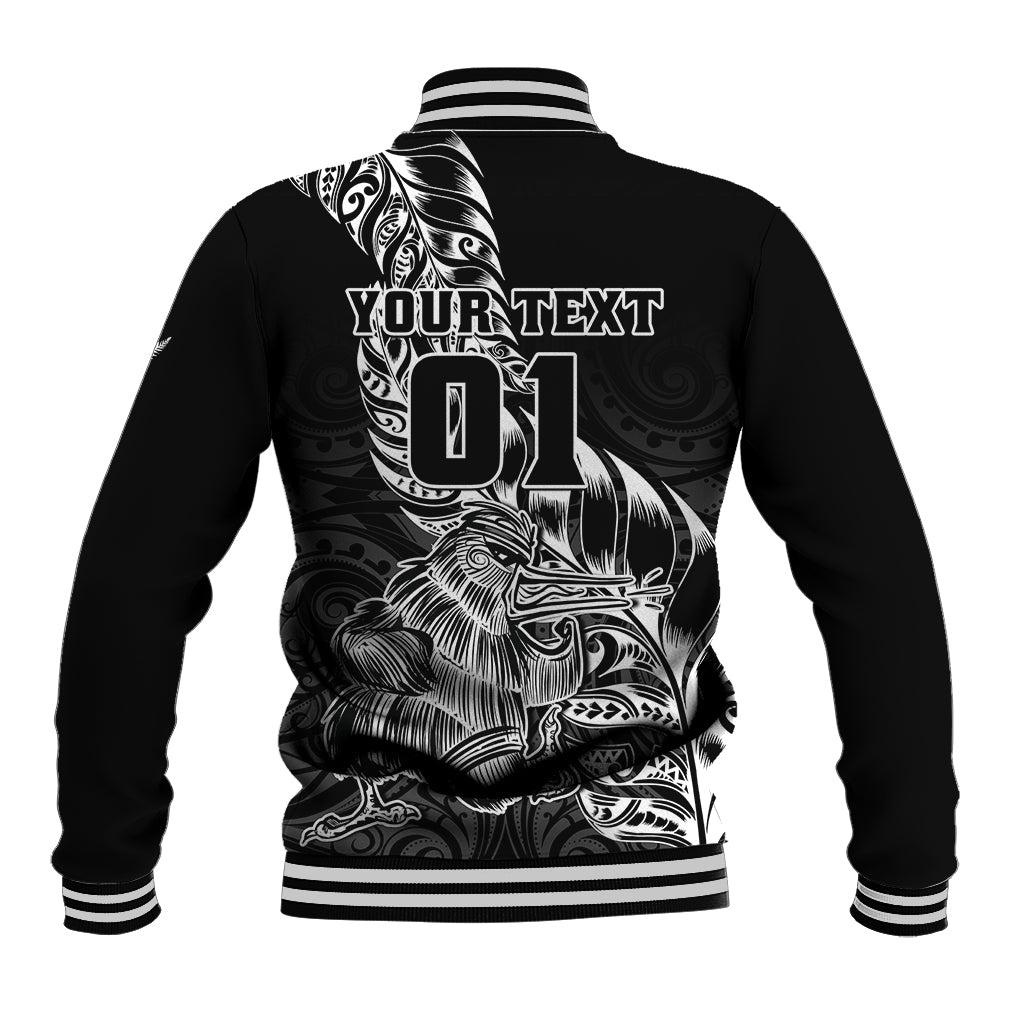 Custom New Zealand Silver Fern Rugby Baseball Jacket Aotearoa Kiwi Maori Black Version - Wonder Print Shop