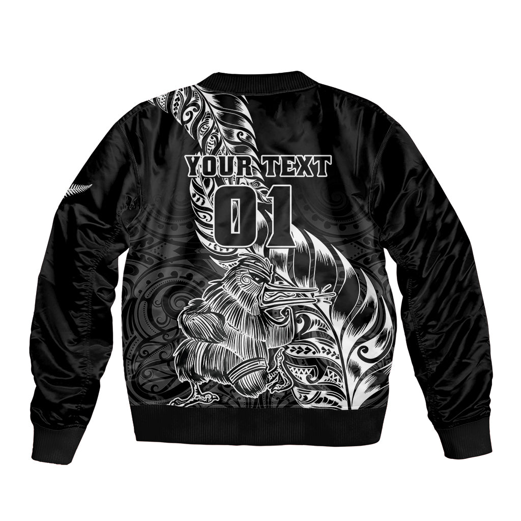 Custom New Zealand Silver Fern Rugby Bomber Jacket Aotearoa Kiwi Maori Black Version - Wonder Print Shop