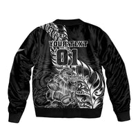Custom New Zealand Silver Fern Rugby Bomber Jacket Aotearoa Kiwi Maori Black Version - Wonder Print Shop