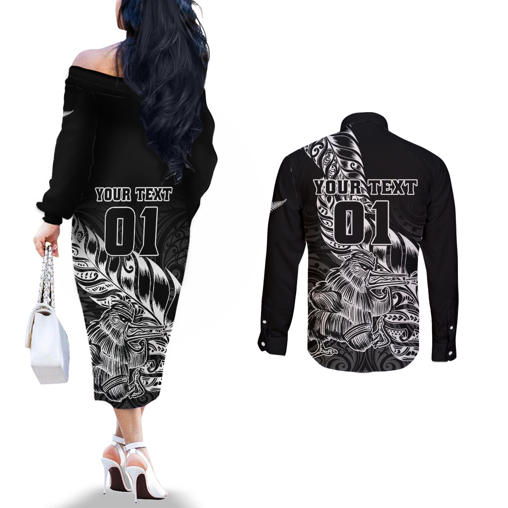 custom-new-zealand-silver-fern-rugby-couples-matching-off-the-shoulder-long-sleeve-dress-and-long-sleeve-button-shirts-aotearoa-kiwi-maori-black-version