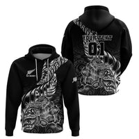 Custom New Zealand Silver Fern Rugby Hoodie Aotearoa Kiwi Maori Black Version - Wonder Print Shop