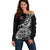 Custom New Zealand Silver Fern Rugby Off Shoulder Sweater Aotearoa Kiwi Maori Black Version - Wonder Print Shop