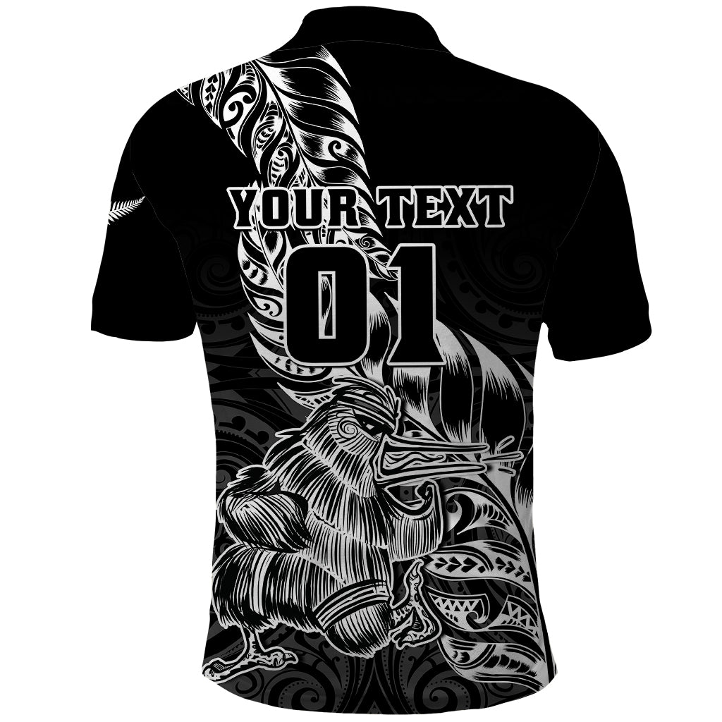 Custom New Zealand Silver Fern Rugby Polo Shirt Aotearoa Kiwi Maori Black Version - Wonder Print Shop