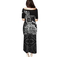 Custom New Zealand Silver Fern Rugby Puletasi Aotearoa Kiwi Maori Black Version - Wonder Print Shop