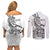 New Zealand Silver Fern Rugby Couples Matching Off Shoulder Short Dress and Long Sleeve Button Shirts Aotearoa Kiwi Maori White Version - Wonder Print Shop