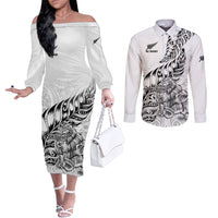 new-zealand-silver-fern-rugby-couples-matching-off-the-shoulder-long-sleeve-dress-and-long-sleeve-button-shirts-aotearoa-kiwi-maori-white-version