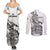 New Zealand Silver Fern Rugby Couples Matching Summer Maxi Dress and Long Sleeve Button Shirts Aotearoa Kiwi Maori White Version - Wonder Print Shop