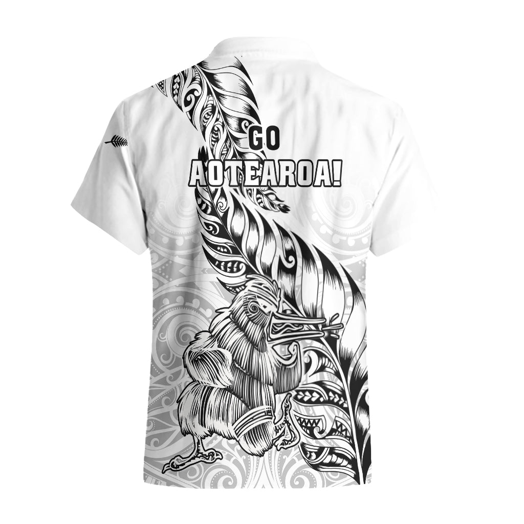 New Zealand Silver Fern Rugby Hawaiian Shirt Aotearoa Kiwi Maori White Version - Wonder Print Shop