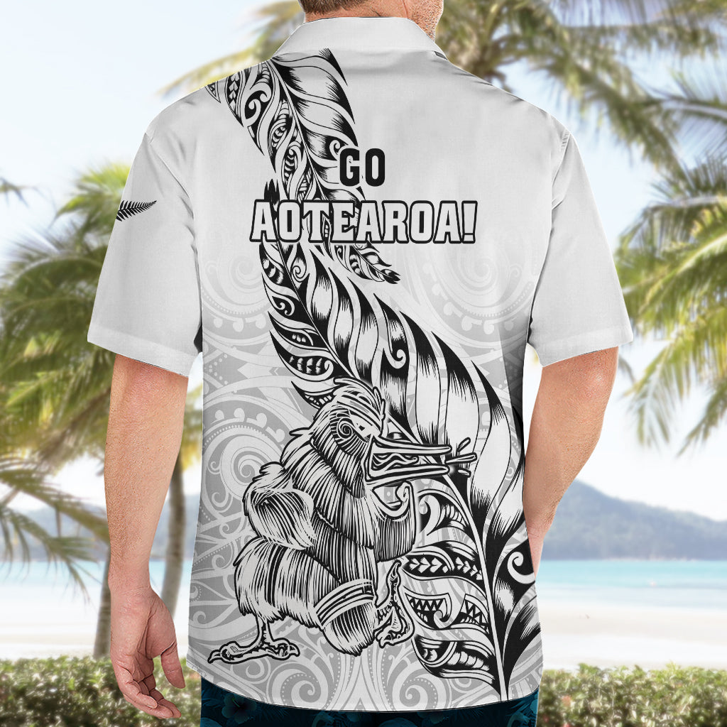 New Zealand Silver Fern Rugby Hawaiian Shirt Aotearoa Kiwi Maori White Version - Wonder Print Shop
