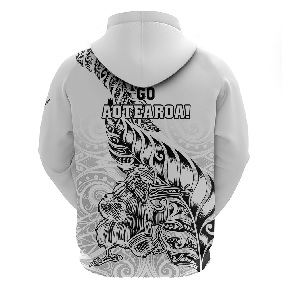 New Zealand Silver Fern Rugby Hoodie Aotearoa Kiwi Maori White Version - Wonder Print Shop