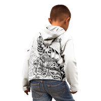 New Zealand Silver Fern Rugby Kid Hoodie Aotearoa Kiwi Maori White Version - Wonder Print Shop