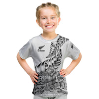 New Zealand Silver Fern Rugby Kid T Shirt Aotearoa Kiwi Maori White Version - Wonder Print Shop