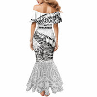 New Zealand Silver Fern Rugby Mermaid Dress Aotearoa Kiwi Maori White Version - Wonder Print Shop