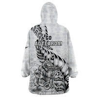 New Zealand Silver Fern Rugby Wearable Blanket Hoodie Aotearoa Kiwi Maori White Version - Wonder Print Shop