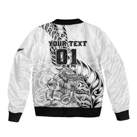 Custom New Zealand Silver Fern Rugby Bomber Jacket Aotearoa Kiwi Maori White Version - Wonder Print Shop