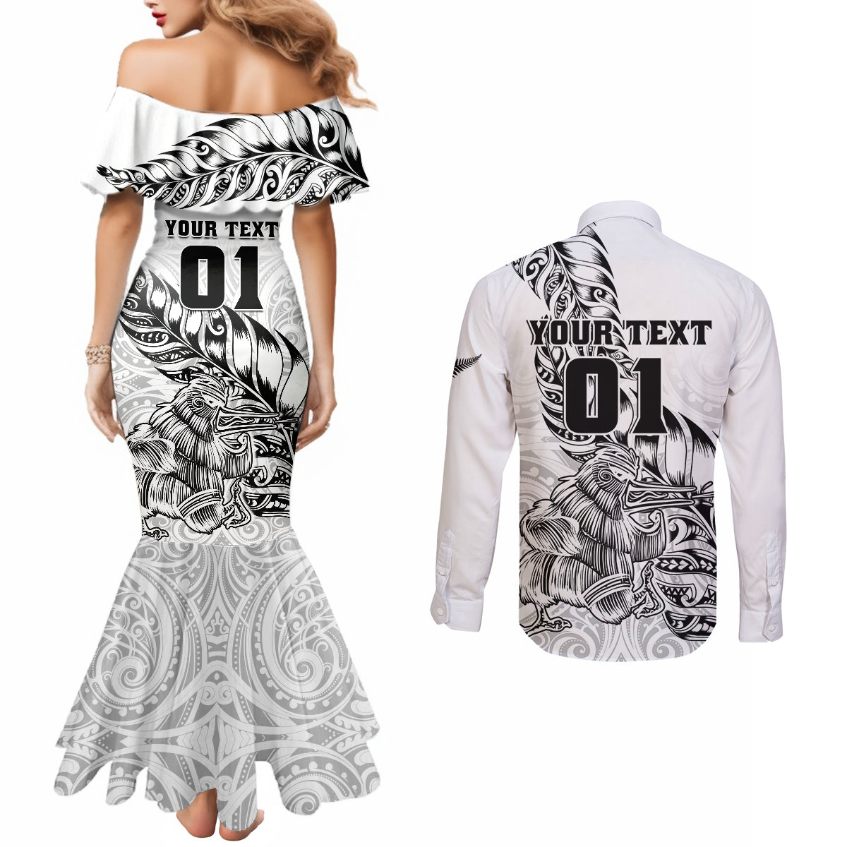 custom-new-zealand-silver-fern-rugby-couples-matching-mermaid-dress-and-long-sleeve-button-shirts-aotearoa-kiwi-maori-white-version