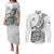Custom New Zealand Silver Fern Rugby Couples Matching Puletasi Dress and Long Sleeve Button Shirts Aotearoa Kiwi Maori White Version - Wonder Print Shop