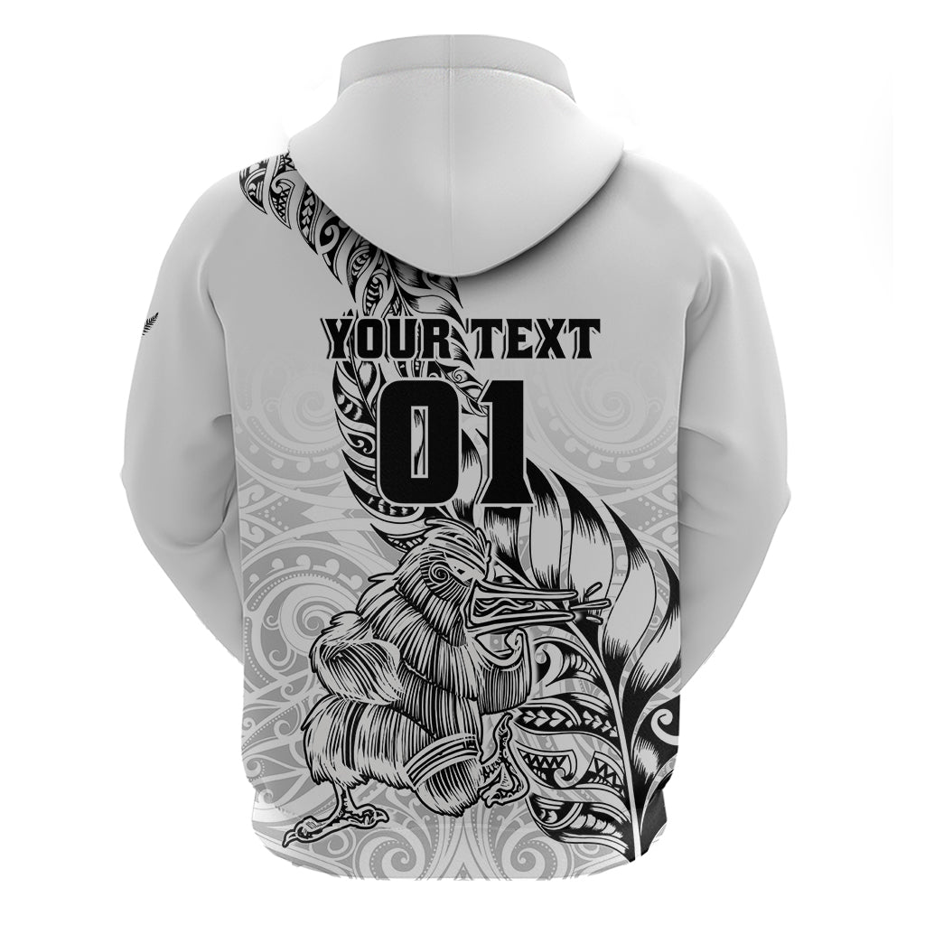 Custom New Zealand Silver Fern Rugby Hoodie Aotearoa Kiwi Maori White Version - Wonder Print Shop