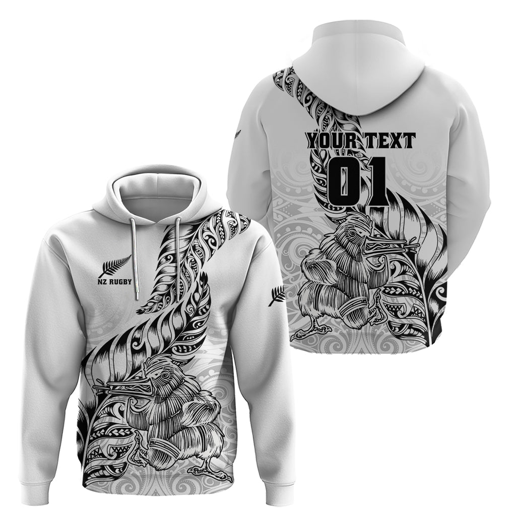 Custom New Zealand Silver Fern Rugby Hoodie Aotearoa Kiwi Maori White Version - Wonder Print Shop