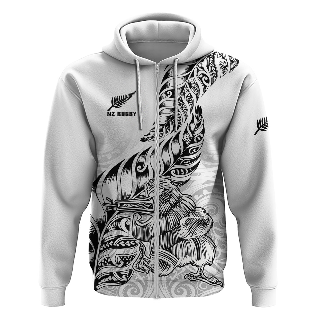 Custom New Zealand Silver Fern Rugby Hoodie Aotearoa Kiwi Maori White Version - Wonder Print Shop