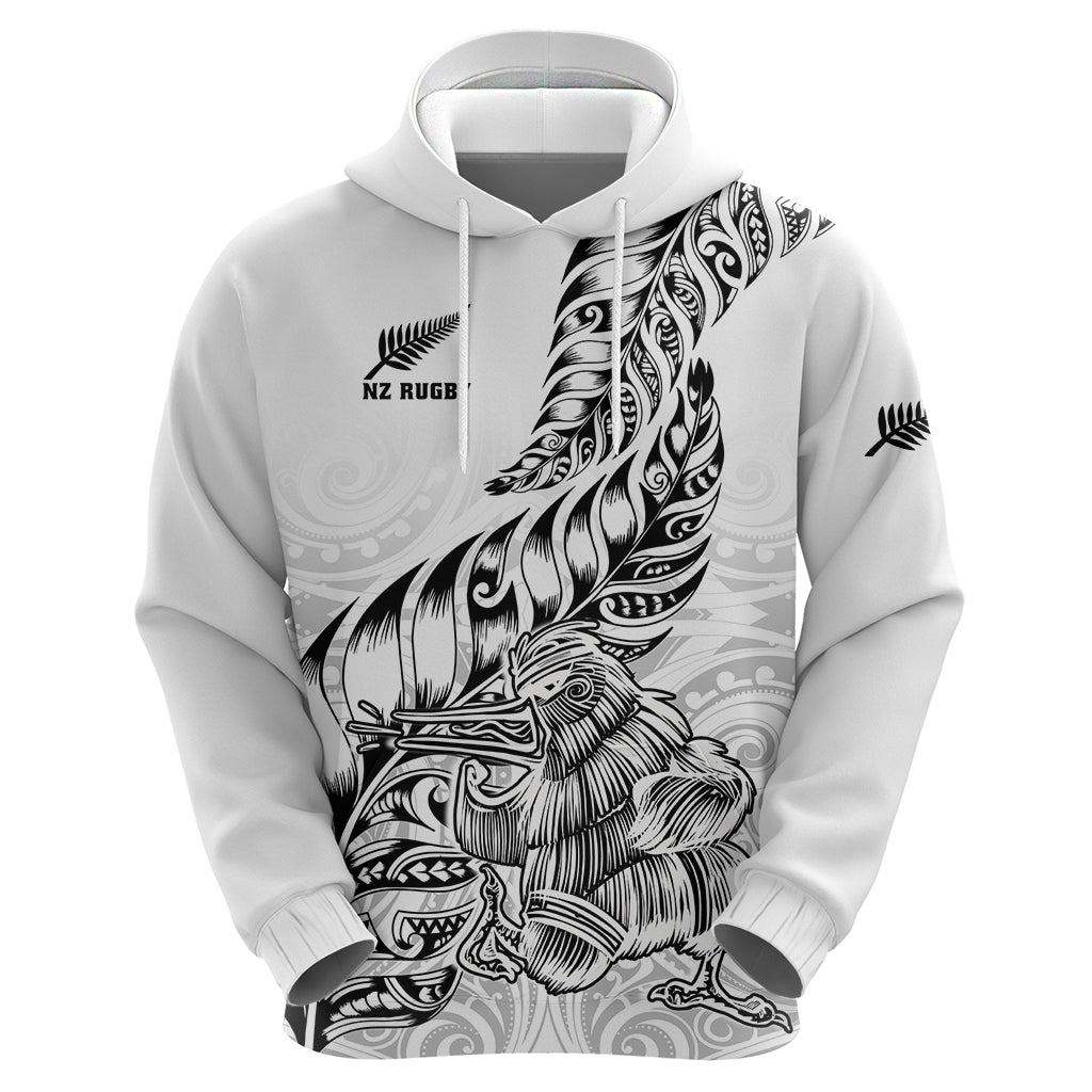 Custom New Zealand Silver Fern Rugby Hoodie Aotearoa Kiwi Maori White Version - Wonder Print Shop