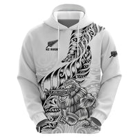 Custom New Zealand Silver Fern Rugby Hoodie Aotearoa Kiwi Maori White Version - Wonder Print Shop