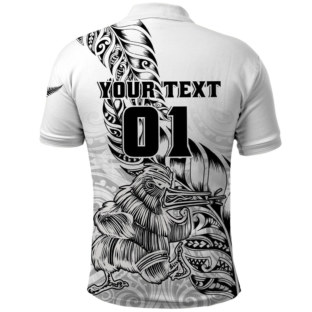 Custom New Zealand Silver Fern Rugby Polo Shirt Aotearoa Kiwi Maori White Version - Wonder Print Shop
