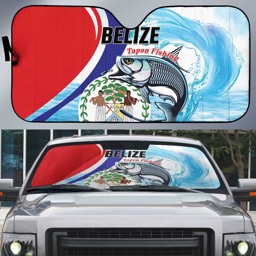 Belize Tarpon Fishing Auto Sun Shade Belize Where the Silver King Reigns - Wonder Print Shop