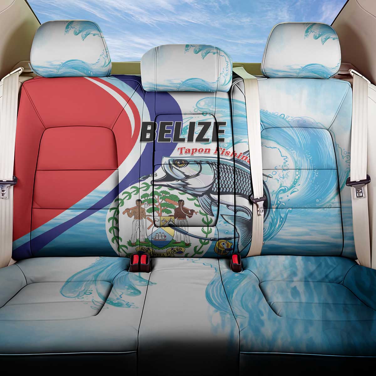 Belize Tarpon Fishing Back Car Seat Cover Belize Where the Silver King Reigns - Wonder Print Shop