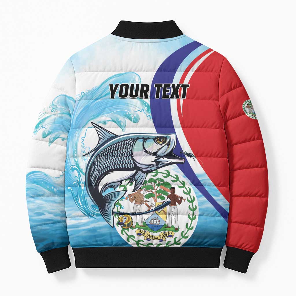 Personalized Belize Tarpon Fishing Bomber Puffer Jacket Belize Where the Silver King Reigns - Wonder Print Shop