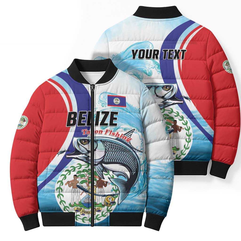 Personalized Belize Tarpon Fishing Bomber Puffer Jacket Belize Where the Silver King Reigns - Wonder Print Shop