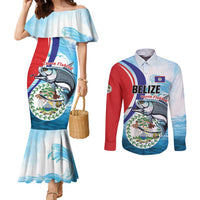 Personalized Belize Tarpon Fishing Couples Matching Mermaid Dress and Long Sleeve Button Shirt Belize Where the Silver King Reigns - Wonder Print Shop