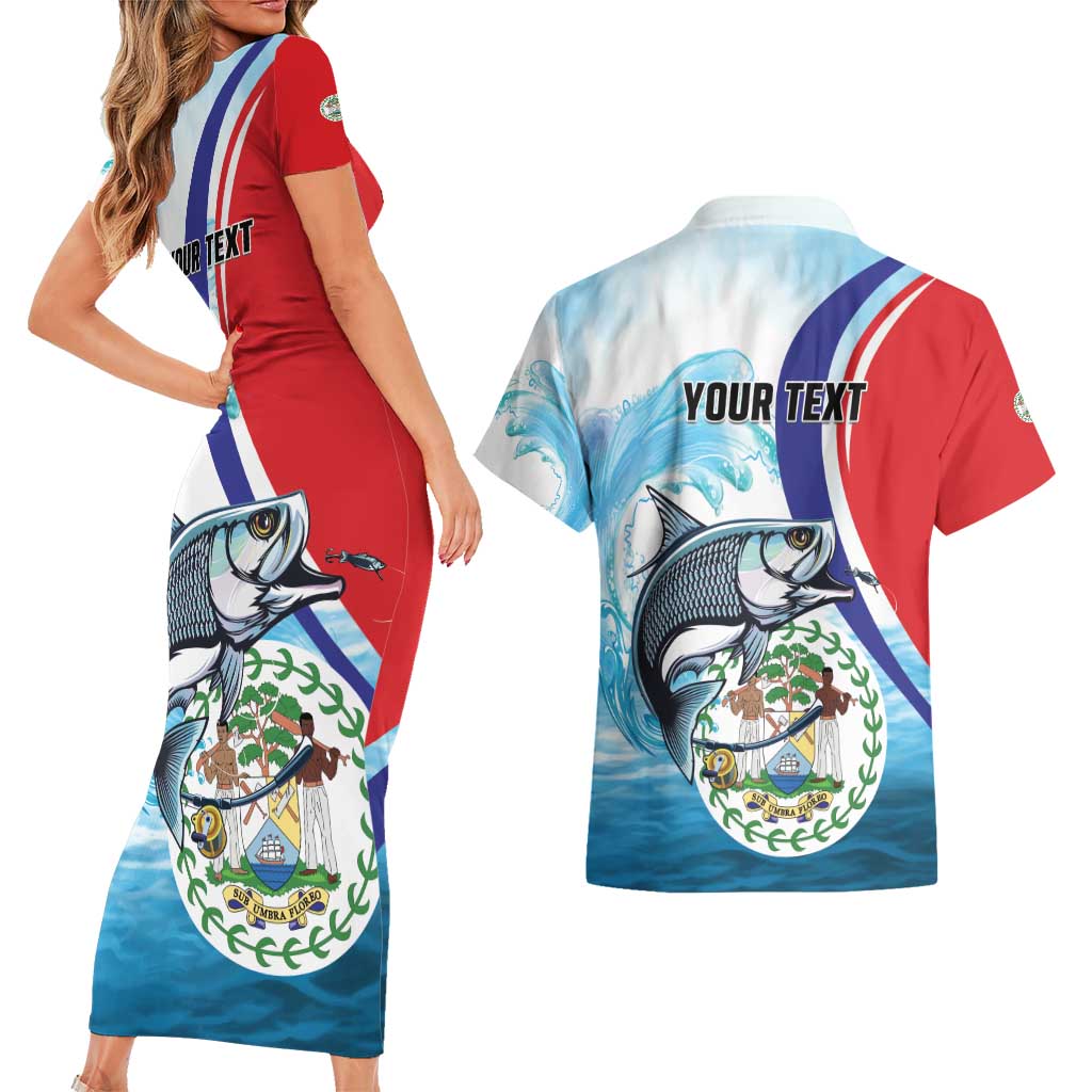 Personalized Belize Tarpon Fishing Couples Matching Short Sleeve Bodycon Dress and Hawaiian Shirt Belize Where the Silver King Reigns - Wonder Print Shop