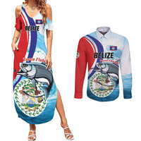 Personalized Belize Tarpon Fishing Couples Matching Summer Maxi Dress and Long Sleeve Button Shirt Belize Where the Silver King Reigns - Wonder Print Shop