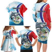 Personalized Belize Tarpon Fishing Family Matching Long Sleeve Bodycon Dress and Hawaiian Shirt Belize Where the Silver King Reigns - Wonder Print Shop