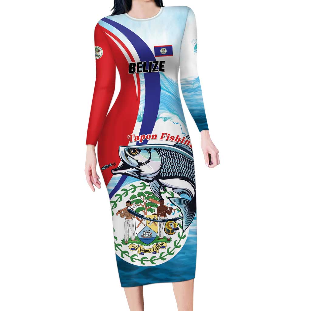 Personalized Belize Tarpon Fishing Family Matching Long Sleeve Bodycon Dress and Hawaiian Shirt Belize Where the Silver King Reigns - Wonder Print Shop