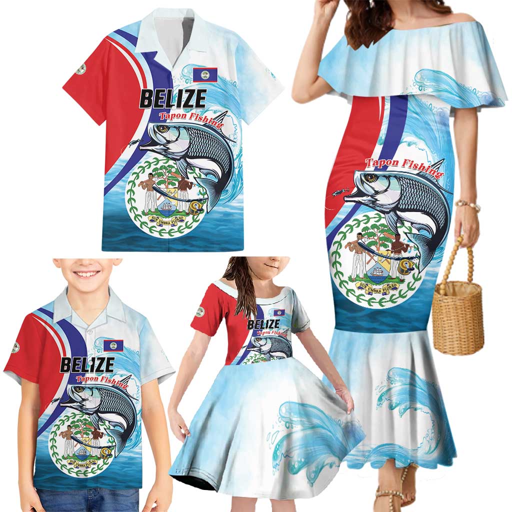 Personalized Belize Tarpon Fishing Family Matching Mermaid Dress and Hawaiian Shirt Belize Where the Silver King Reigns - Wonder Print Shop