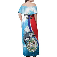 Personalized Belize Tarpon Fishing Family Matching Off Shoulder Maxi Dress and Hawaiian Shirt Belize Where the Silver King Reigns - Wonder Print Shop