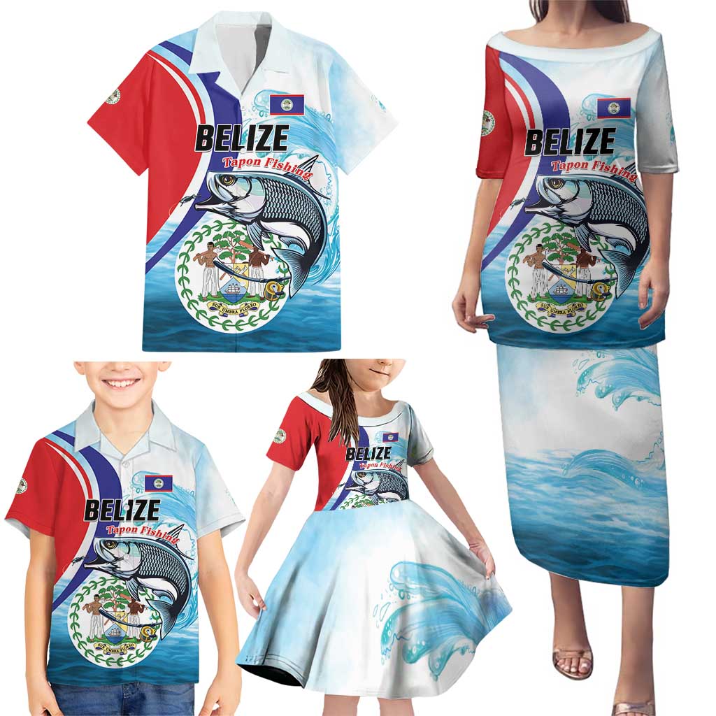 Personalized Belize Tarpon Fishing Family Matching Puletasi and Hawaiian Shirt Belize Where the Silver King Reigns - Wonder Print Shop