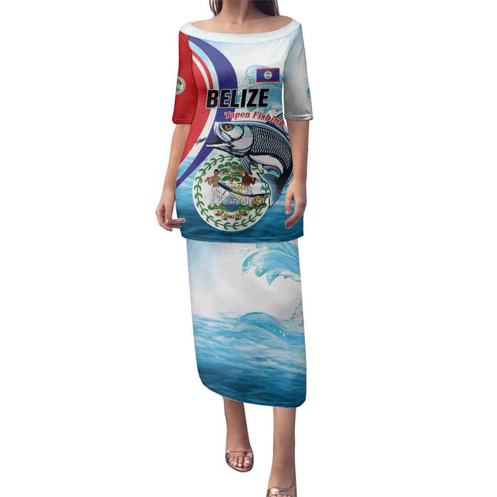 Personalized Belize Tarpon Fishing Family Matching Puletasi and Hawaiian Shirt Belize Where the Silver King Reigns - Wonder Print Shop