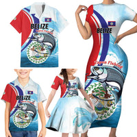 Personalized Belize Tarpon Fishing Family Matching Short Sleeve Bodycon Dress and Hawaiian Shirt Belize Where the Silver King Reigns - Wonder Print Shop