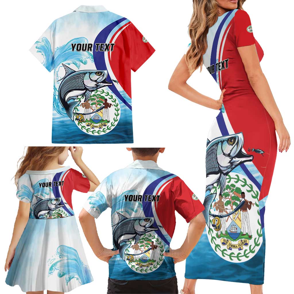 Personalized Belize Tarpon Fishing Family Matching Short Sleeve Bodycon Dress and Hawaiian Shirt Belize Where the Silver King Reigns - Wonder Print Shop
