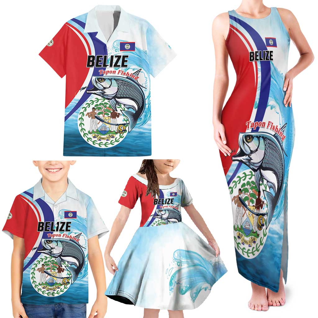 Personalized Belize Tarpon Fishing Family Matching Tank Maxi Dress and Hawaiian Shirt Belize Where the Silver King Reigns - Wonder Print Shop