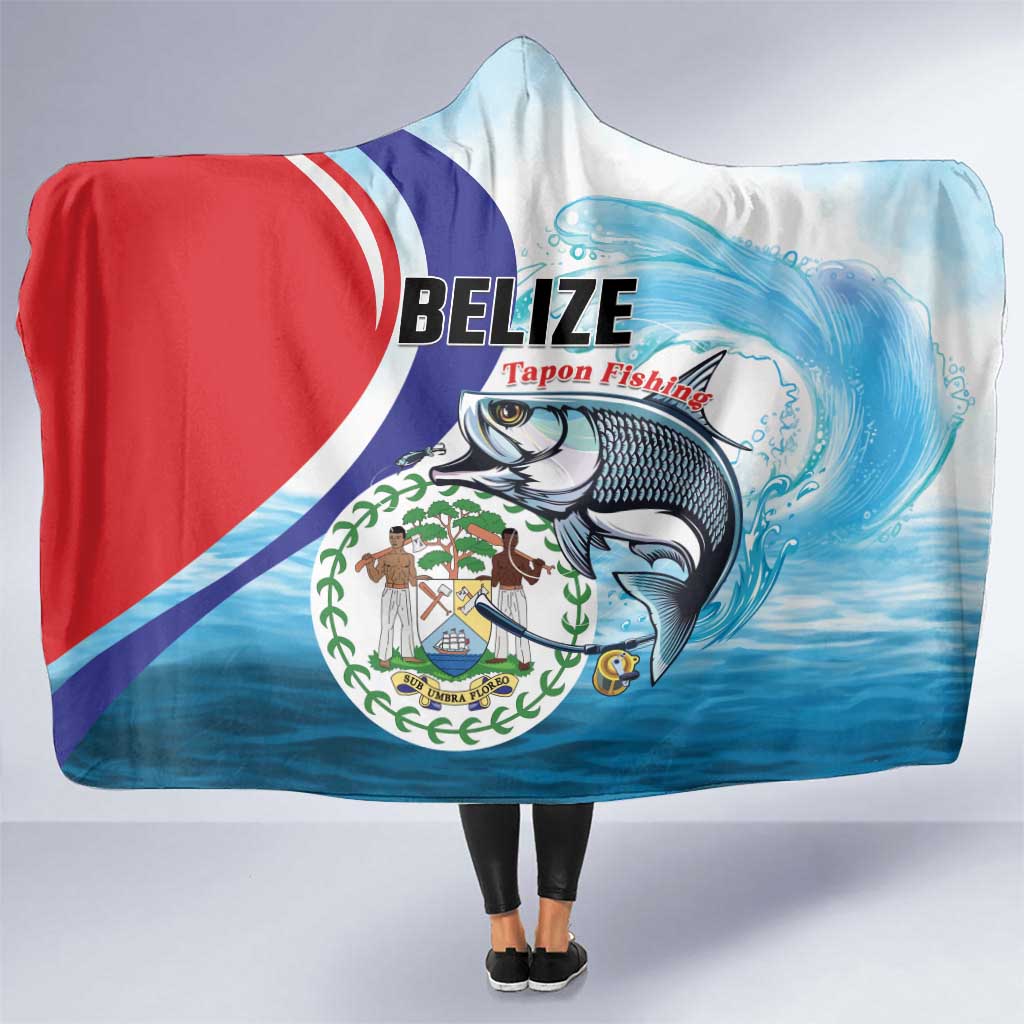 Belize Tarpon Fishing Hooded Blanket Belize Where the Silver King Reigns - Wonder Print Shop