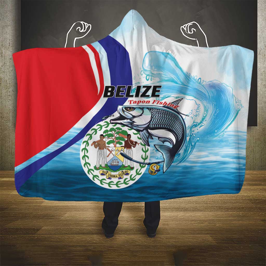 Belize Tarpon Fishing Hooded Blanket Belize Where the Silver King Reigns - Wonder Print Shop