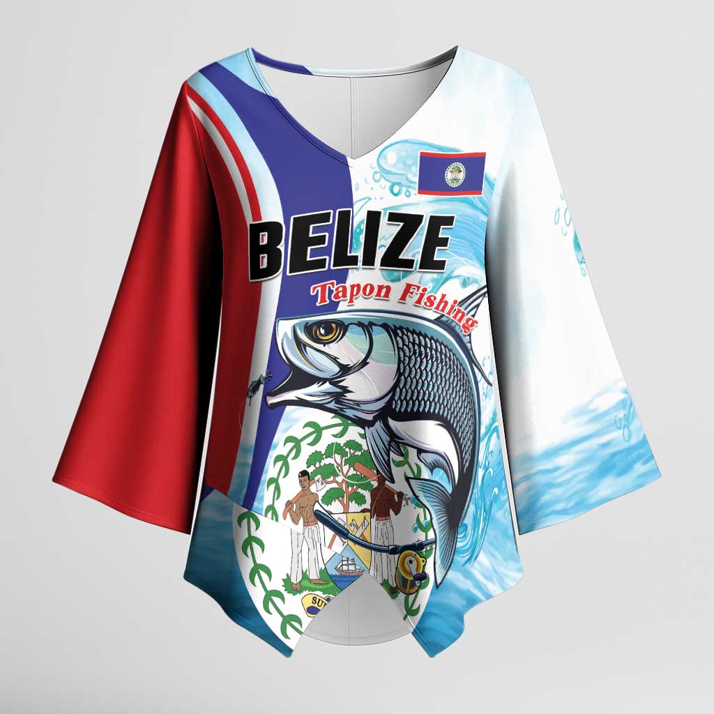 Personalized Belize Tarpon Fishing Kimono Sleeve Blouse Belize Where the Silver King Reigns - Wonder Print Shop