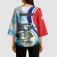 Personalized Belize Tarpon Fishing Kimono Sleeve Blouse Belize Where the Silver King Reigns - Wonder Print Shop